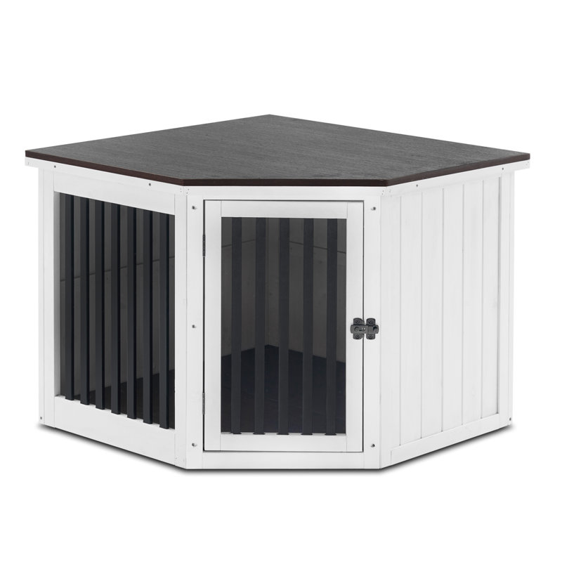 Tucker Murphy Pet Furniture Corner Dog Crate End Table Dog Kennel With Door Wooden Dog House Pet Crate Indoor Use Medium White Reviews Wayfair Canada